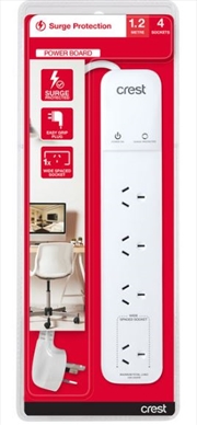 Buy Crest Power Board Surge 4 Sockets - 1.2M