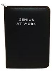 Buy Genius At Work Black Silver Lettering Zip Portfolio Folder with Pad