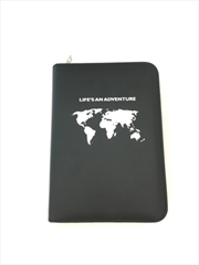 Buy Lifes An Adventure Black Silver Lettering Zip Portfolio Folder with Pad