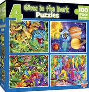 Masterpieces Puzzle 4 Pack Glow in the Dark Blue Puzzle 100 pieces | Merchandise