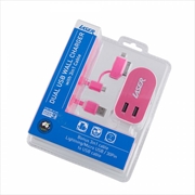 Buy Laser - 2.4a Car Charger With 3 In 1 Charging Cable - Pink