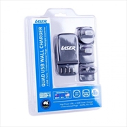 Buy Laser - 4 Port USB Travel Charger (AU EU USA) - BLACK
