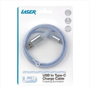 Buy Laser 1m USB to Type-C LED Charge Cable (Blue)