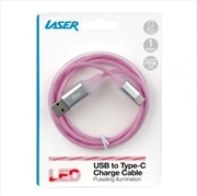 Buy Laser 1m USB to Type-C LED Charge Cable (Pink)