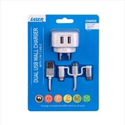 Buy Dual USB AC Charger with 3 in 1 Charging Cable White