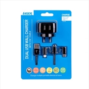 Buy Dual USB AC Charger with 3 in 1 Charging Cable BLACK
