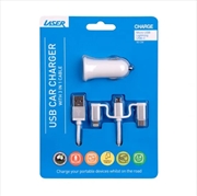 Buy 2.4A Car Charger with 3 in 1 Charging Cable, White