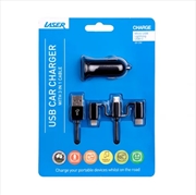 Buy 2.4A Car Charger with 3 in 1 Charging Cable BLACK