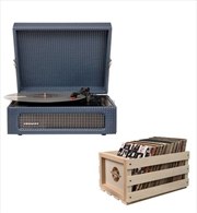 Navy Crosley Voyager Bluetooth Portable Turntable with Storage Crate | Hardware Electrical
