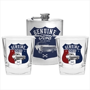 FORD Mustang Set of Two Spirit Glasses and Hip Flask | Merchandise