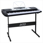 Buy Alpha 61 Keys Electronic Piano Keyboard LED Electric Silver with Music Stand for Beginner