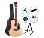 Buy Alpha 41 Inch Wooden Acoustic Guitar - Natural with Stand