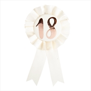 18th Birthday Rose Gold on White Rosette Badge | Merchandise