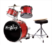 Buy Music Alley 3 Piece Kids Drum Set with Throne, Cymbal, Pedal & Drumsticks - Metalic Red