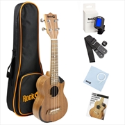 RockJam Premium Soprano Ukulele Kit with Tuner, Gig Bag, Strap, Picks & Spare Strings - Natural | Guitars