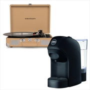 Crosley Cruiser Bluetooth Portable Turntable - Light Tan + Lavazza Tiny Coffee Machine - Black | Hardware Electrical