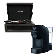 Crosley Voyager Bluetooth Portable Turntable + Lavazza Tiny Coffee Machine - Black | Hardware Electrical