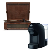 Crosley Voyager Bluetooth Portable Turntable + Lavazza Tiny Coffee Machine - Brown Croc | Hardware Electrical