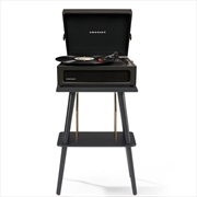 Crosley Voyager Bluetooth Portable Turntable + Entertainment Stand Bundle - Black | Hardware Electrical