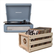 Buy Crosley Voyager Bluetooth Portable Turntable - Washed Blue + Bundled Record Storage Crate