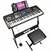 RockJam 61 Key Keyboard Piano with Keyboard Bench, Digital Piano Stool, Sustain Pedal, Headphones, S | Piano And Keyboards