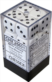 Buy D6 Dice Opaque 16mm White/Black (12 Dice in Display)