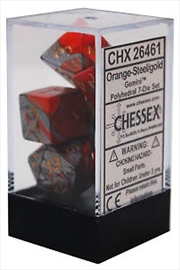 Buy D7-Die Set Dice Gemini Polyhedral Orange-Steel/Gold (7 Dice in Display)