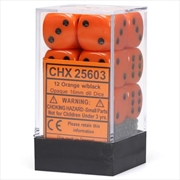 Buy D6 Dice Opaque 16mm Orange/Black (12 Dice in Display)