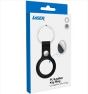 Buy Laser Pu Leather Keyring - Black Compatible With Airtag