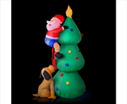 Buy 1.8m Christmas Inflatable Santa on Tree Lights Xmas Decor Airblown