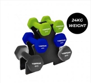 Buy 24kg (2,4,6kg x 2) Neoprene Dumbbell Set With Rack