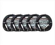 Buy 5 Pack 1/4" To 1/4" 6.35mm Studio Stage Guitar Lead 5m