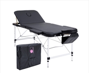 Buy Portable Beauty Massage Table Bed Therapy Waxing 3 Fold 75cm Aluminium - Black