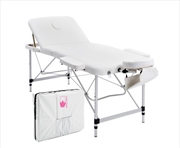 Buy Portable Beauty Massage Table Bed Therapy Waxing 3 Fold 70cm Aluminium - White