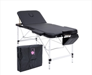 Buy Portable Beauty Massage Table Bed Therapy Waxing 3 Fold 70cm Aluminium - Black