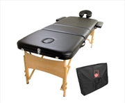 Buy Portable Massage Table Bed Therapy Waxing 3 Fold 70cm Wooden - Black