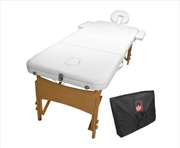 Buy Portable Beauty Massage Table Bed 3 Fold 70cm Wooden - White