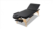 Buy 3-Fold Wooden Massage Table - Black - 60cm