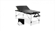 Buy Portable Aluminium 3 Fold Massage Table - Black - 80cm