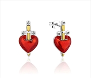 Buy Snow White Villains Evil Queen Heart & Dagger Statement Earrings - Silver