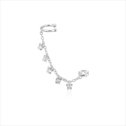 Buy Precious Metal Mickey Mouse Ear Cuff with Chain Stud Earring - Silver