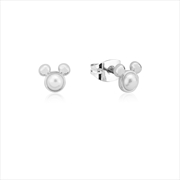 Buy Precious Metal Mickey Mouse Pearl Stud Earrings - Silver
