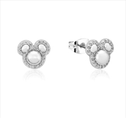 Buy Precious Metal Mickey Mouse CZ Halo Stud Earrings - Silver