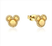 Buy Precious Metal Mickey Mouse CZ Halo Stud Earrings - Gold