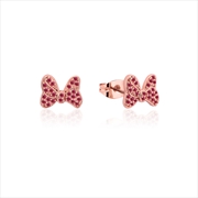 Buy Precious Metal Red Minnie Mouse Bow CZ Stud Earrings - Rose