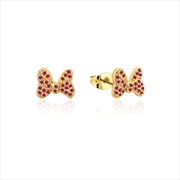 Buy Precious Metal Red Minnie Mouse Bow CZ Stud Earrings - Gold