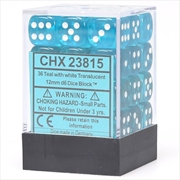 Buy CHX 23815 Translucent 12mm d6 Teal/White Block (36)