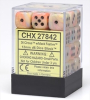 Buy Chessex 12mm D6 Dice Block Festive Circus/Black