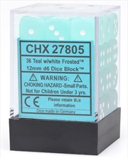 Buy Chessex: CHX 27805 Frosted 12mm d6 Teal/white Block (36)