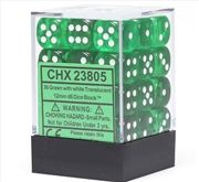 Buy Chessex: CHX 23805 Translucent 12mm d6 Green/white Block (36)